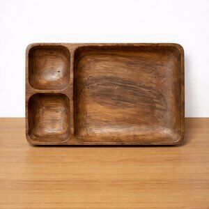 VINTAGE | Acacia Wood Divided Plate – Retro